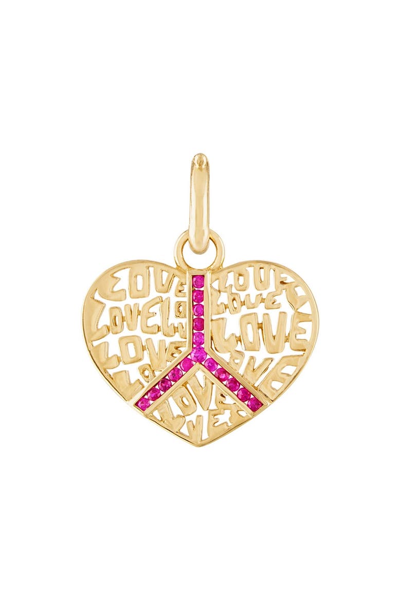 Peace & Love Gold Ruby Pendant, Main, color, YELLOW GOLD, RUBY