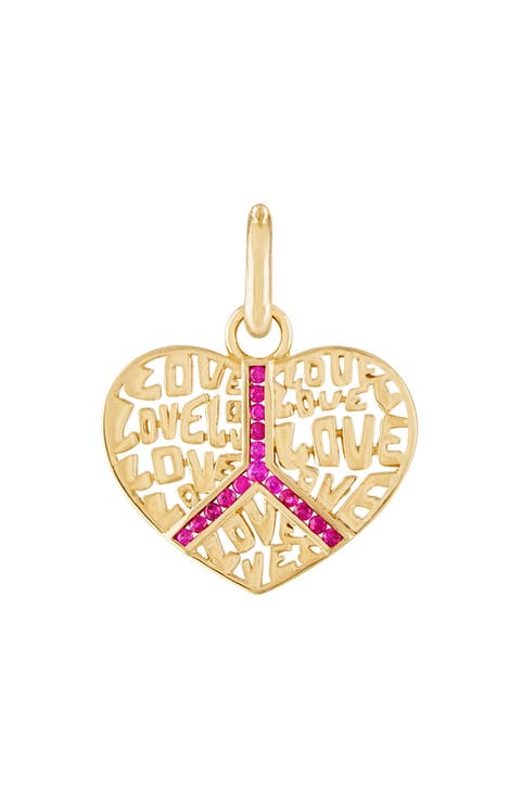 Peace & Love Gold Ruby Pendant