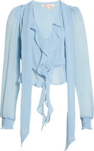 KITTENISH Ruffle Crop Chiffon Top