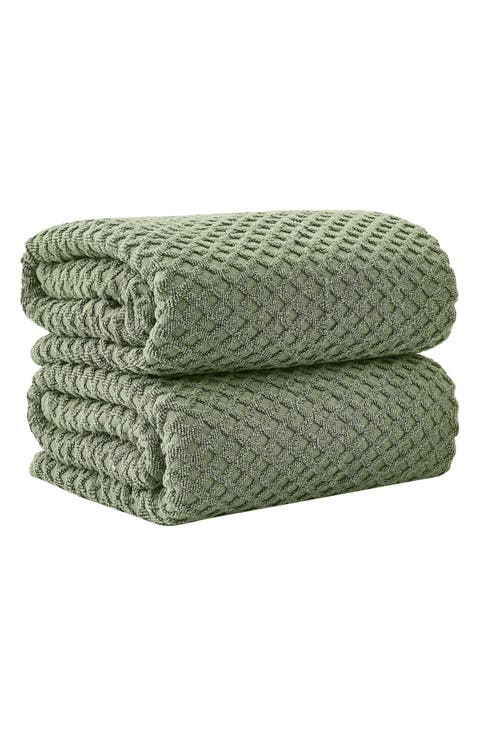 Diamond Waffle Textured 2-Piece Bath Sheet Set