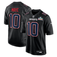 Nike Men's Nike Drake Maye Black New England Patriots Super Bowl LX Patch Carbon Fashion Game Jersey