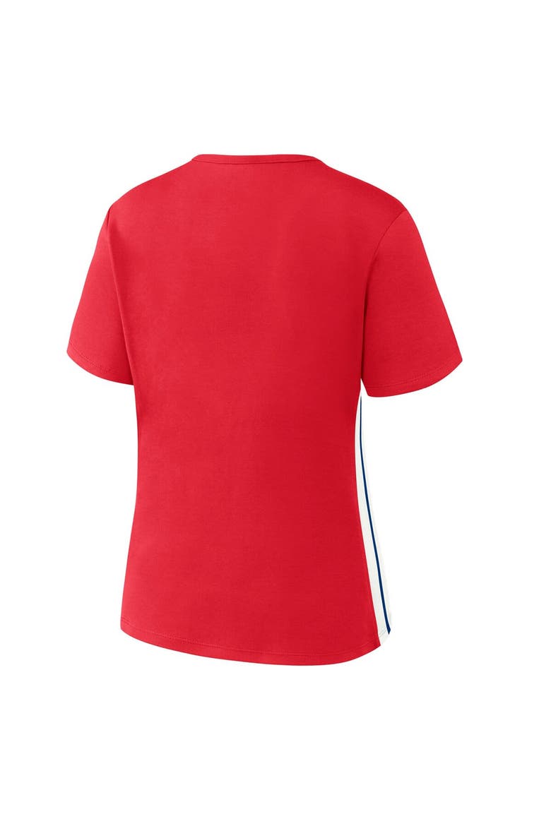 Women's WEAR by Erin Andrews  Red Philadelphia Phillies Notch Neck Cropped T-Shirt, Alternate, color, Red