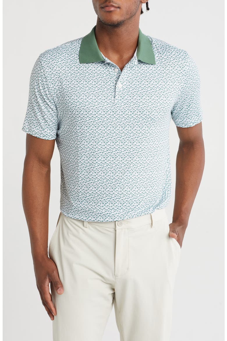 Palm Print Golf Polo, Main, color, SAGE/ WHITE