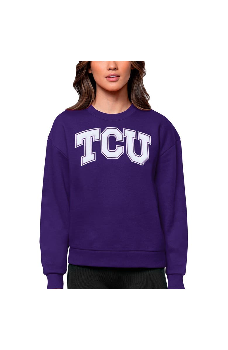 ANTIGUA Women's Antigua Purple TCU Horned Frogs Victory Crewneck Pullover Sweatshirt, Main, color, Purple