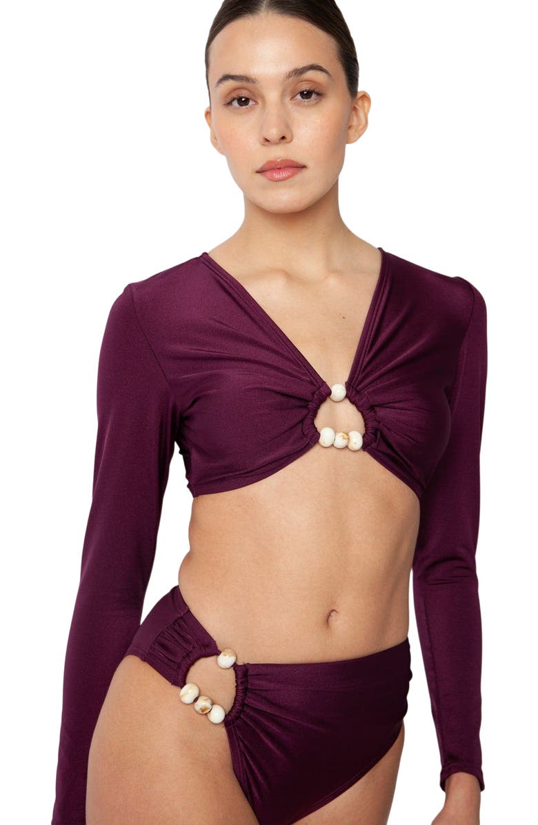 Villa Fresca Bria Long Sleeve Top, Alternate, color, Eggplant