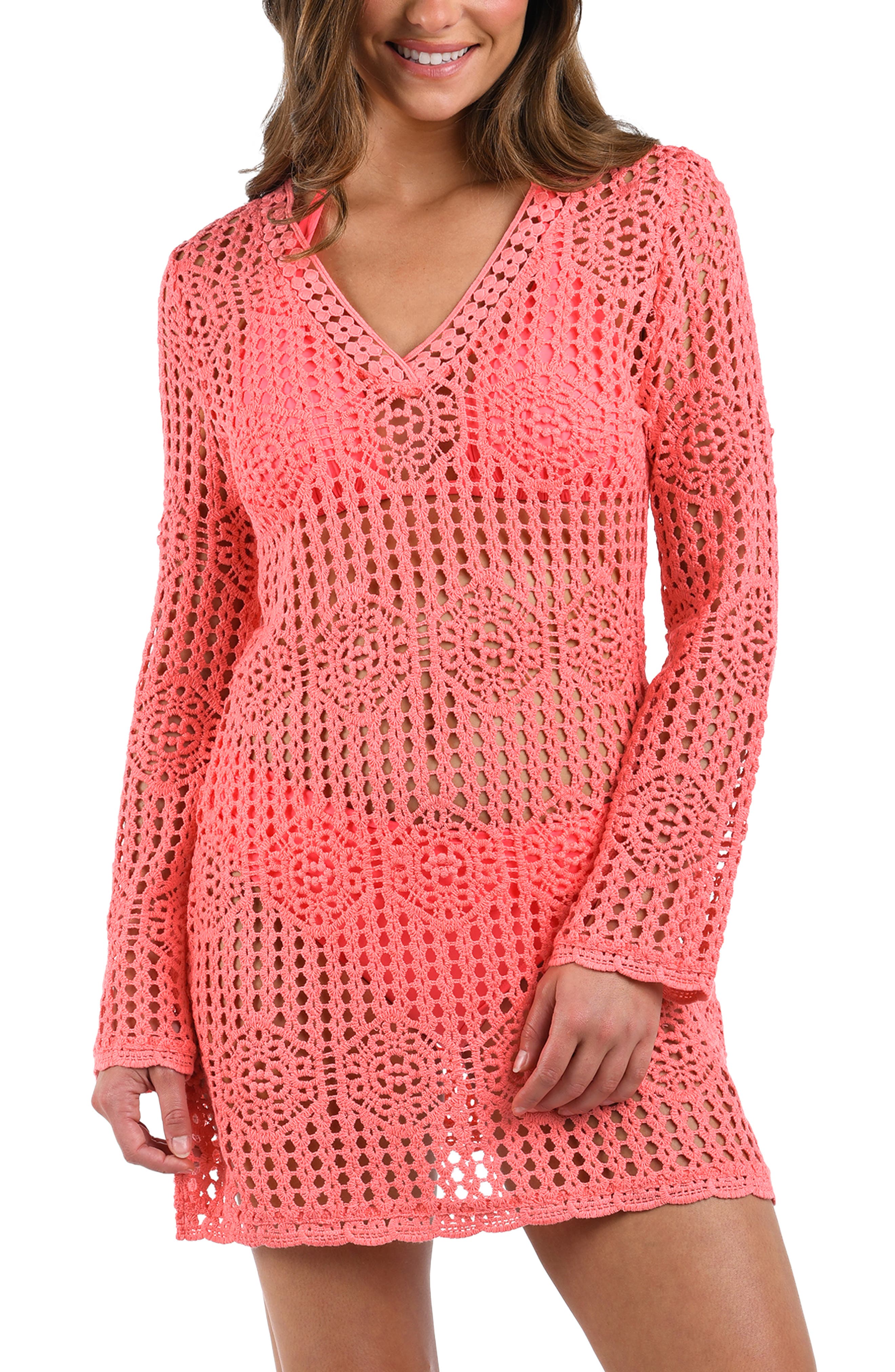La Blanca Waverly Long Sleeve Cotton Cover-Up Dress