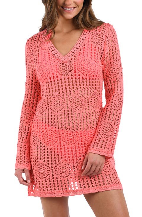 Waverly Long Sleeve Cotton Cover-Up Dress