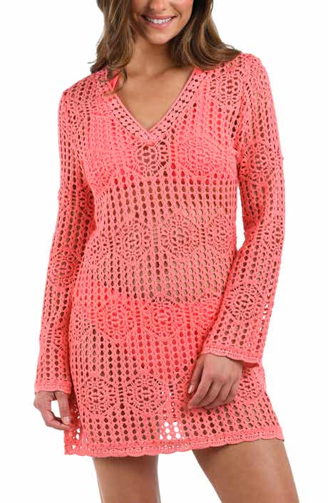 La Blanca Waverly Long Sleeve Cotton Cover-Up Dress