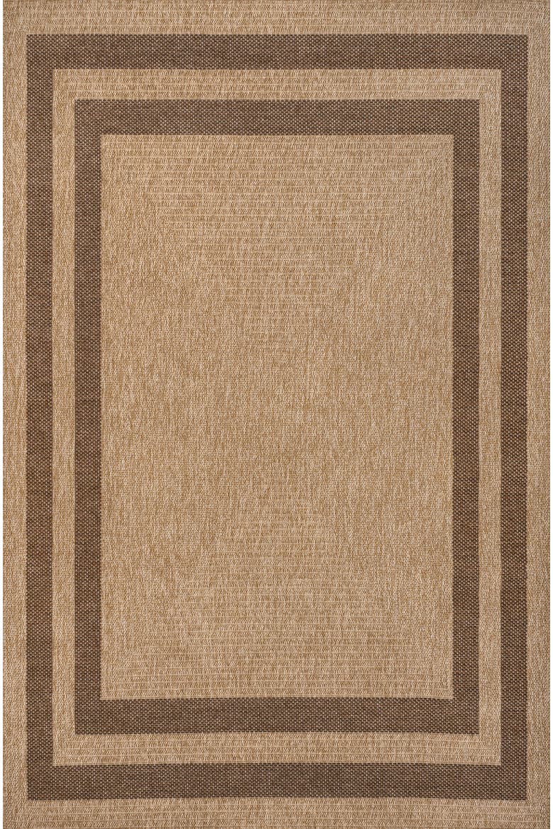 Frenzy Easy Jute Minimalist Boho Inset Border Indoor/Outdoor Area Rug, Main, color, Natural/Brown