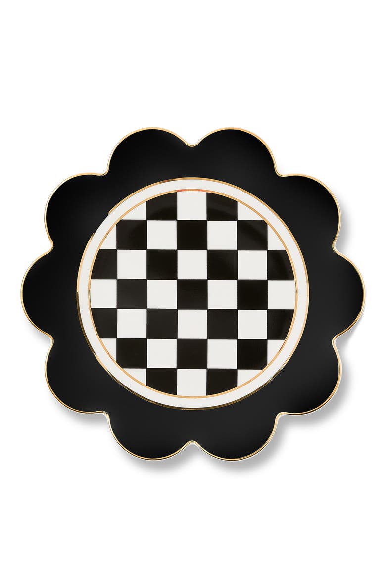 Black Petal Dinner Plate, Main, color, BLACK