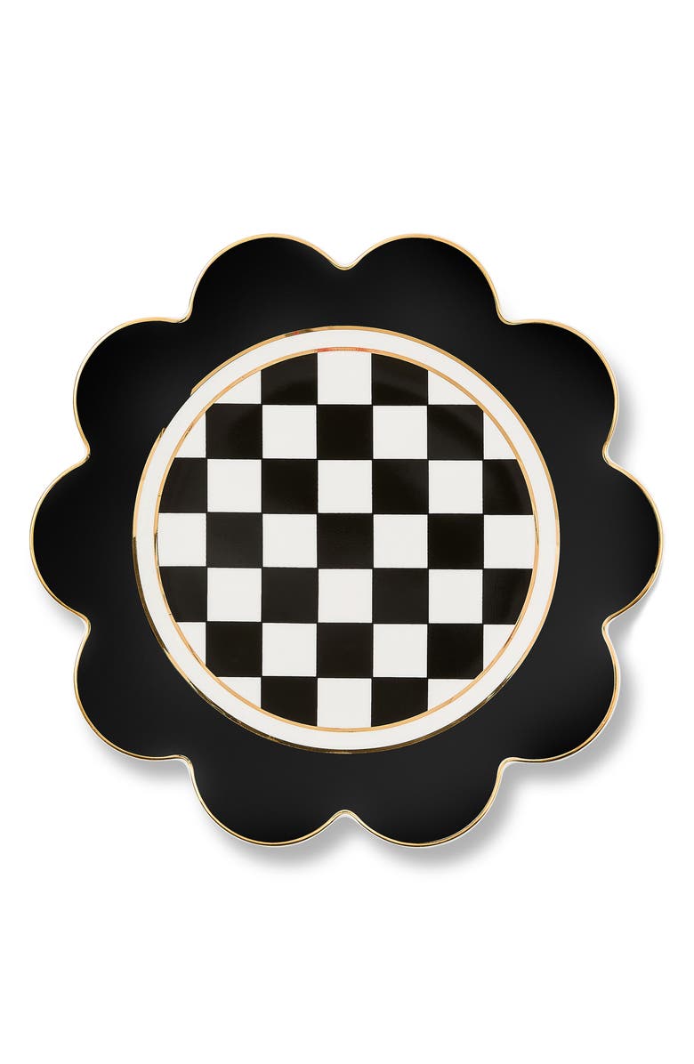 MACKENZIE CHILDS Black Petal Dinner Plate, Main, color, Black