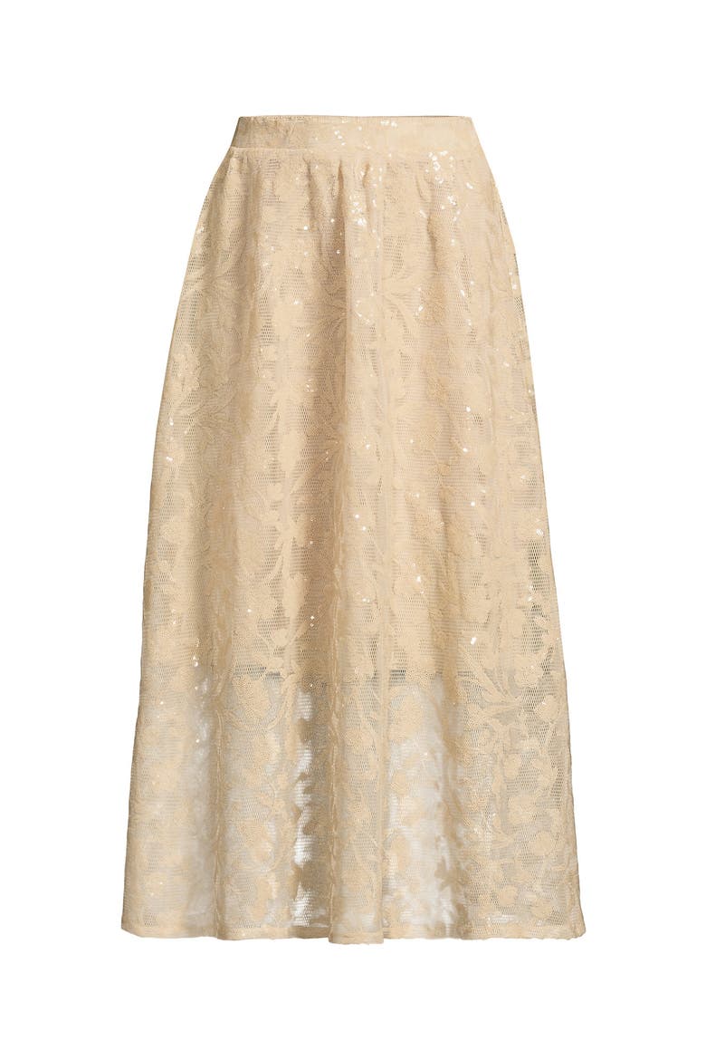 Sequin Lace Mid Rise Midi Skirt, Alternate, color, Champagne Rose