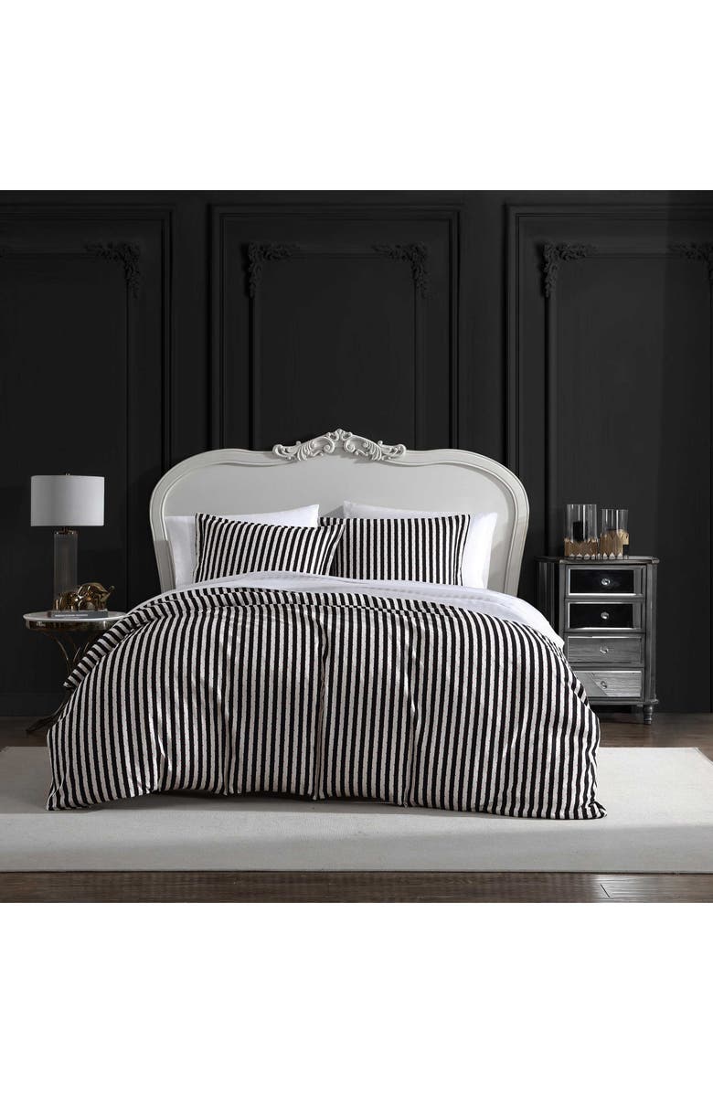 Betsey Johnson Wonderland Stripe Duvet Cover & Sham Set, Alternate, color, Black