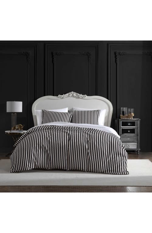 Betsey Johnson Wonderland Stripe Duvet Cover & Sham Set In Black