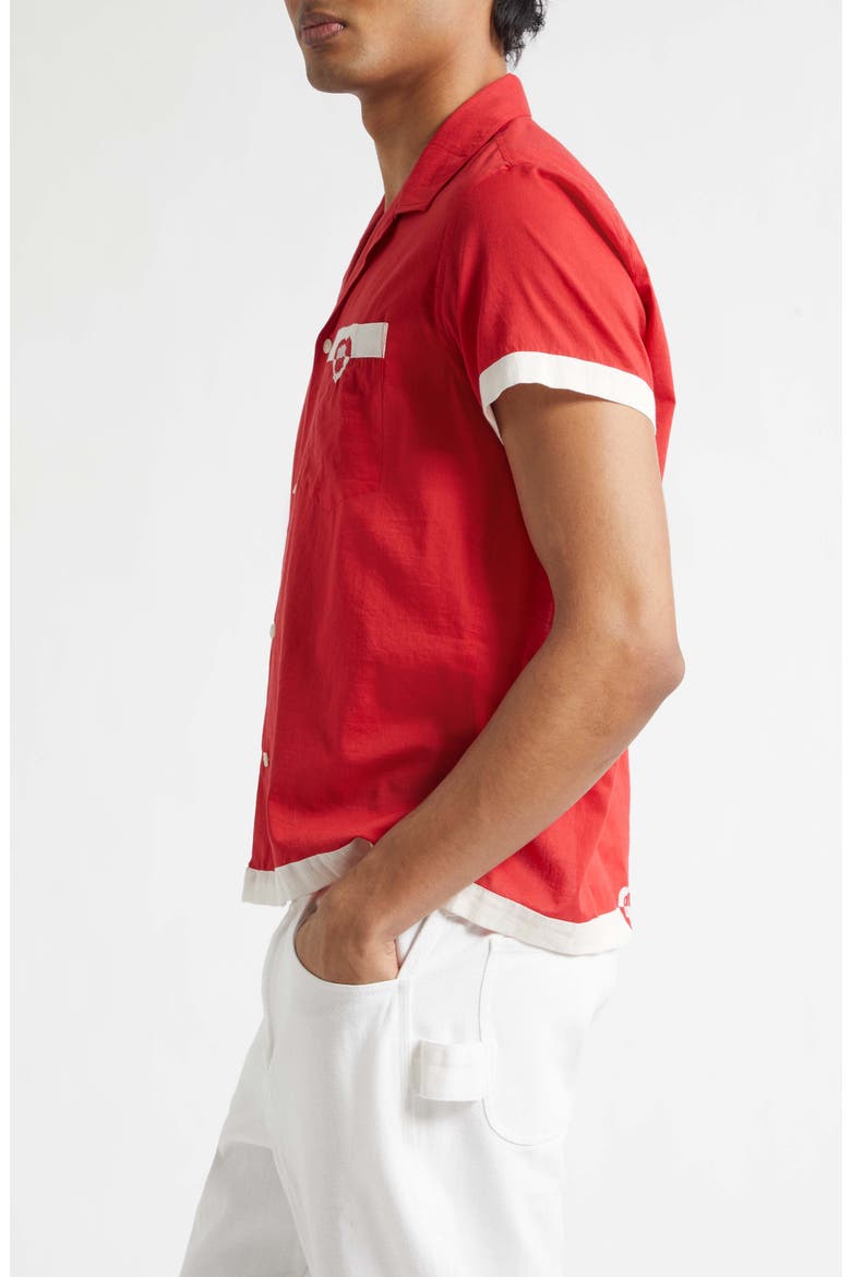 Heart Deco Cotton Voile Camp Shirt, Alternate, color, RED WHITE