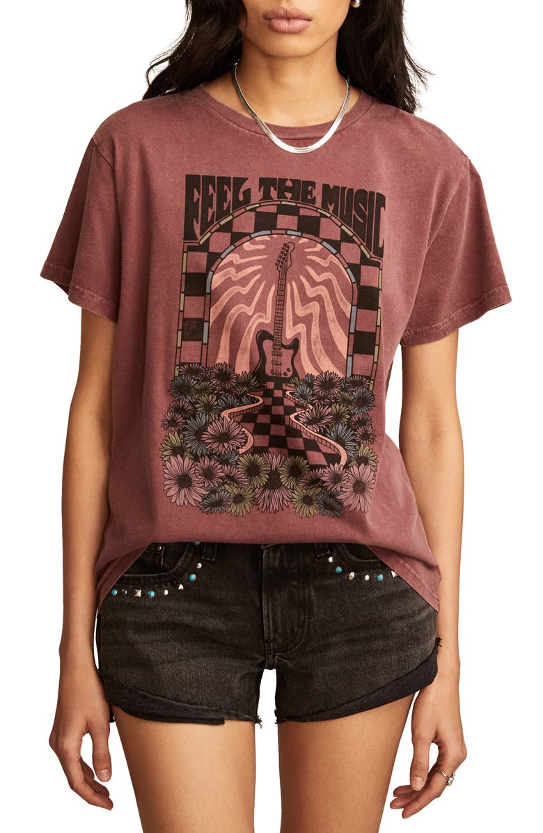 Lucky Brand Feel the Music Cotton Graphic T-Shirt, Main, color, 