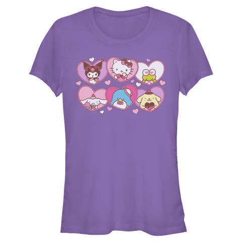Junior's Hello Kitty Cute Hearts and Portraits  Graphic T-Shirt