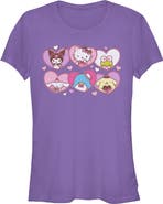 Hello Kitty Junior's Hello Kitty Cute Hearts and Portraits  Graphic T-Shirt