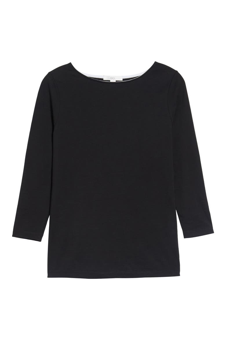 Bateau Neck Tee, Alternate, color, BLACK