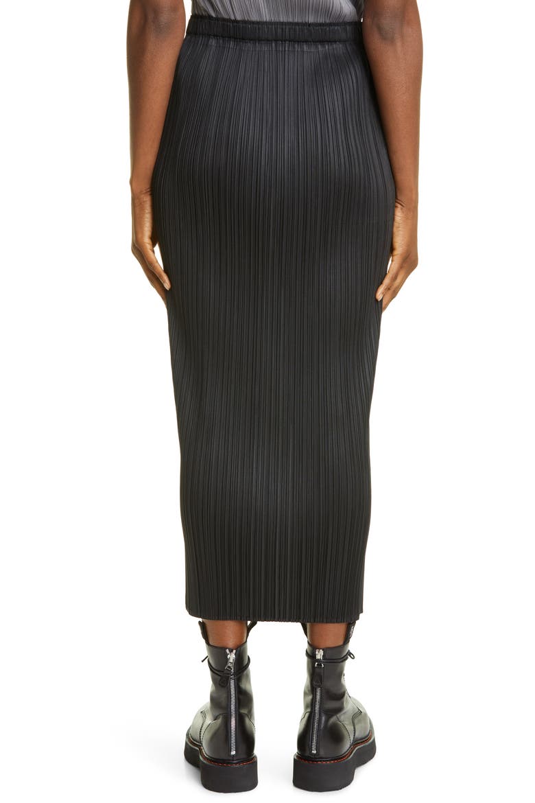 Basics Pleated Midi Skirt, Alternate, color, BLACK