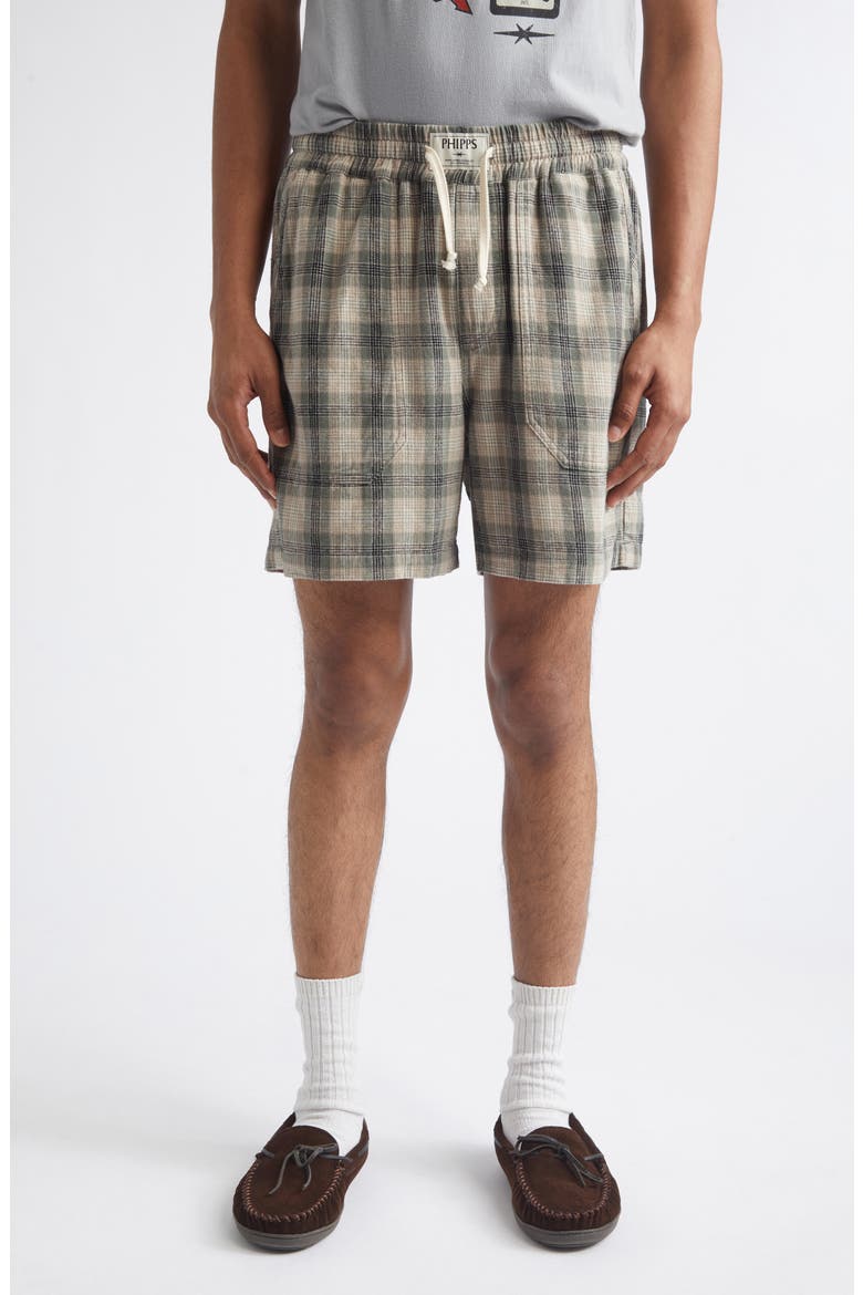 Kennedy Plaid Cotton Flannel Shorts, Main, color, SAGE PLAID