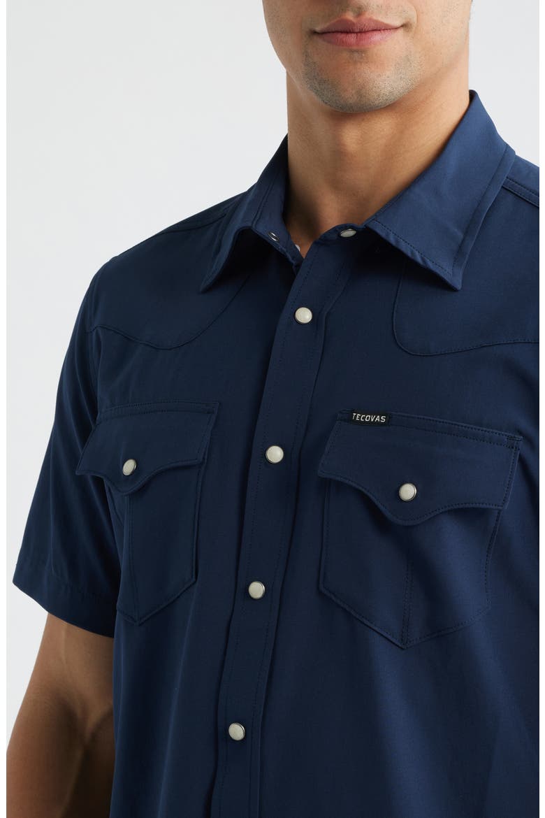 Performance Western Short Sleeve Button-Up Shirt, Alternate, color, NAVY