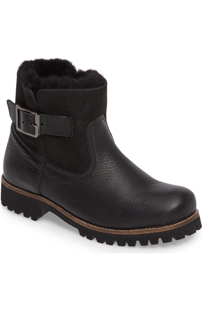 Blackstone OL06 Genuine Shearling Lined Bootie, Main, color, Black Leather