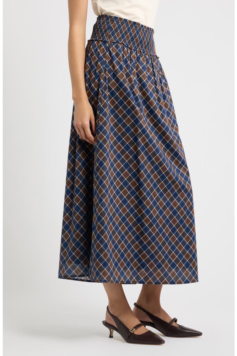 The Delphine Nap Cotton Midi Skirt, Alternate, color, WILSHIRE PLAID CHOCOLATE