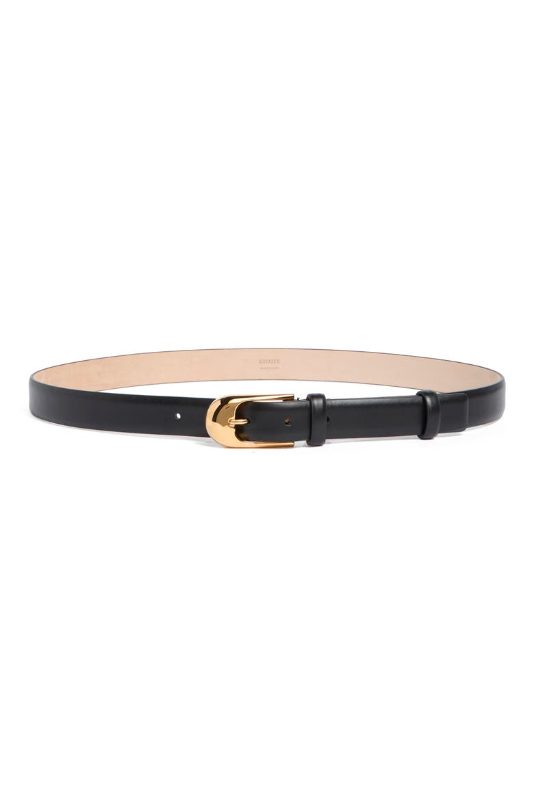 Dome Buckle Leather Belt, Main, color, BLACK