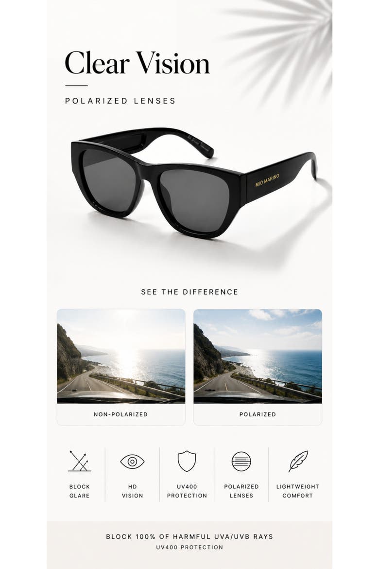 Polarized Vintage Square Sunglasses, Alternate, color, Malibu Beach