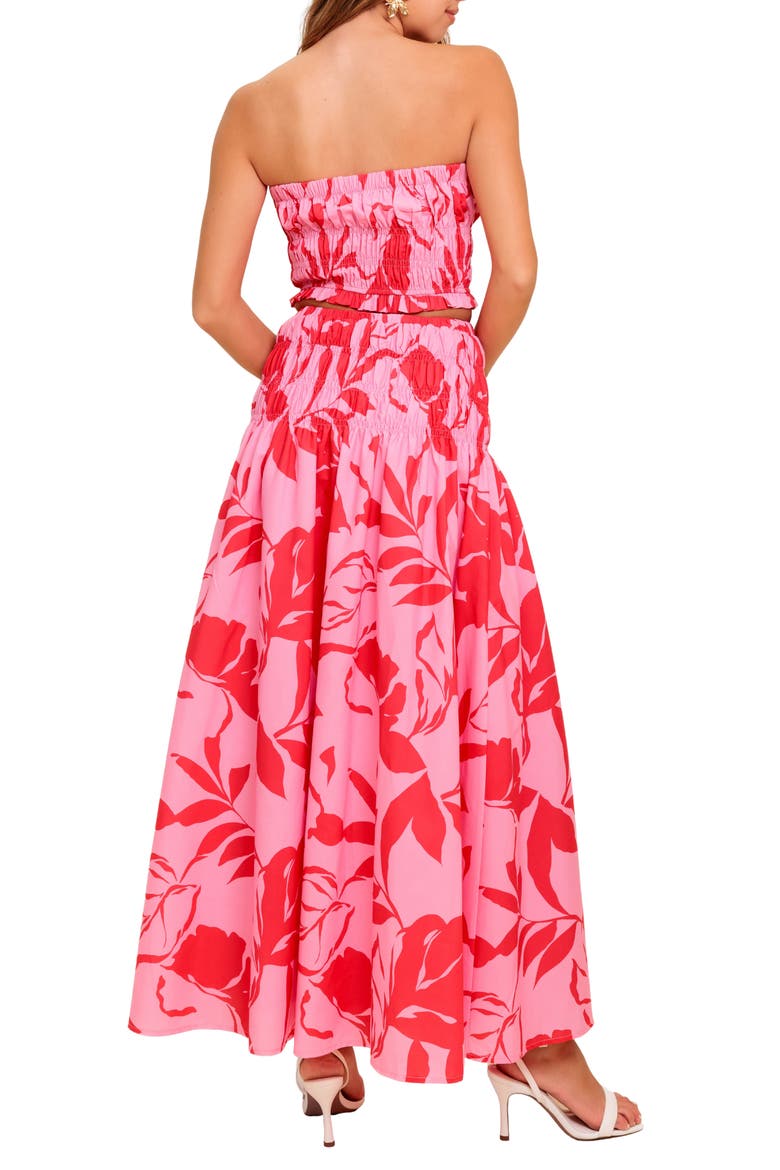 Print Tube Top & Maxi Skirt Set, Alternate, color, PINK RED