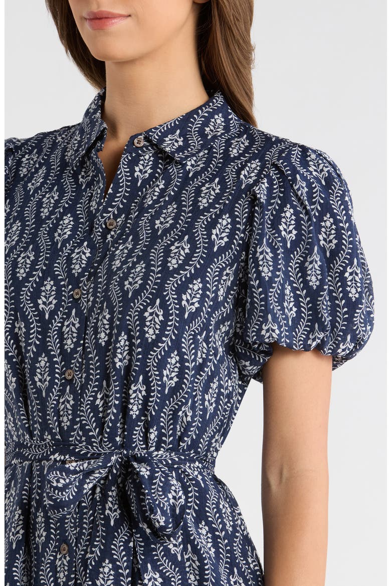 Floral Short Sleeve Midi Shirtdress, Alternate, color, CLASSIC NAVY