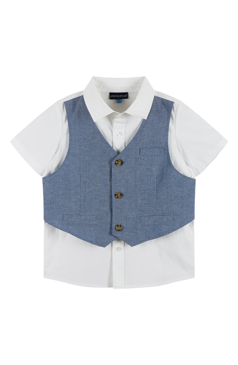 Andy & Evan Kids' Vest, Dress Shirt, Pants & Bow Tie Set, Alternate, color, Blue/ White