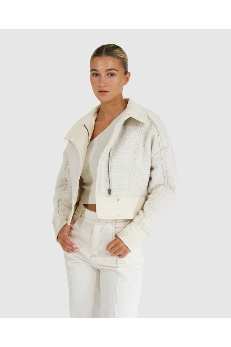 Mad Love Cropped Bomber Jacket, Alternate, color, Cream