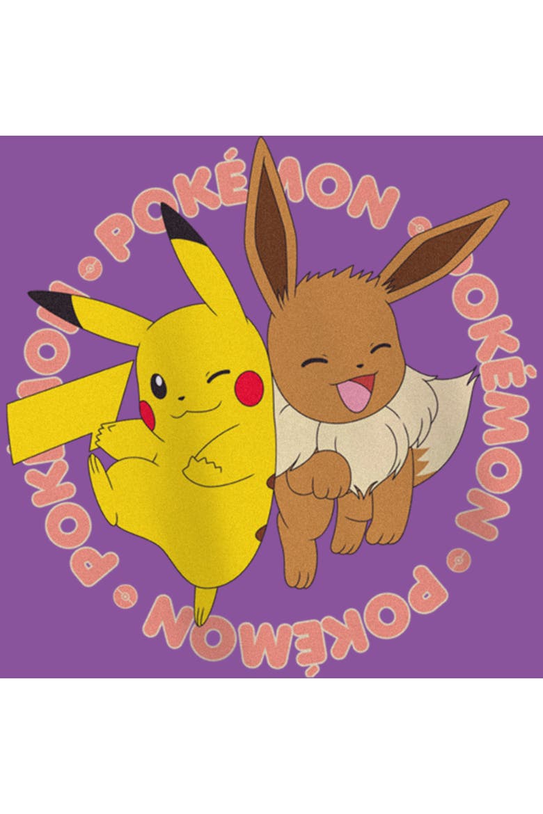 Girl's Pokemon Pals Pikachu and Eevee  Graphic T-Shirt, Alternate, color, Purple Berry
