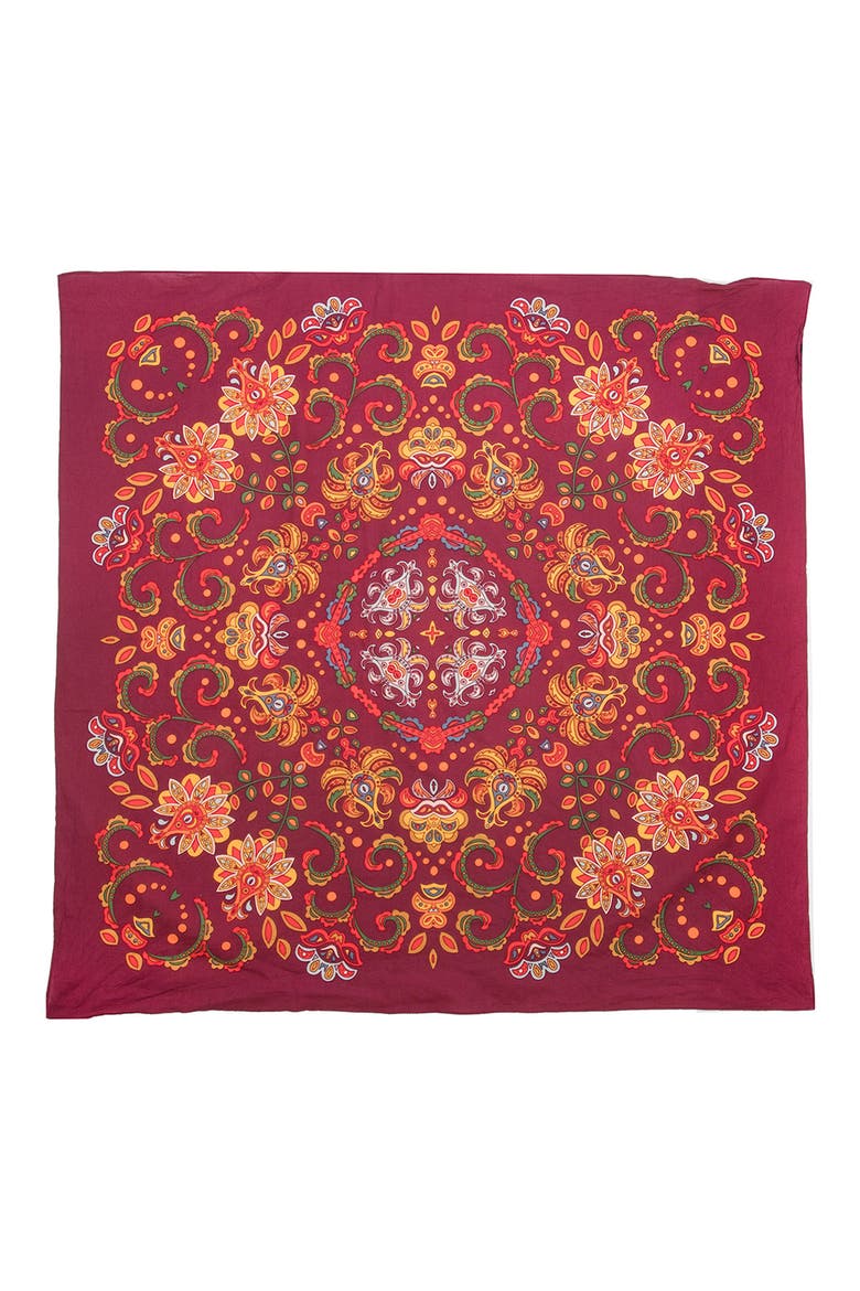 Modern Paisley Print Bandana, Main, color, BURGUNDY