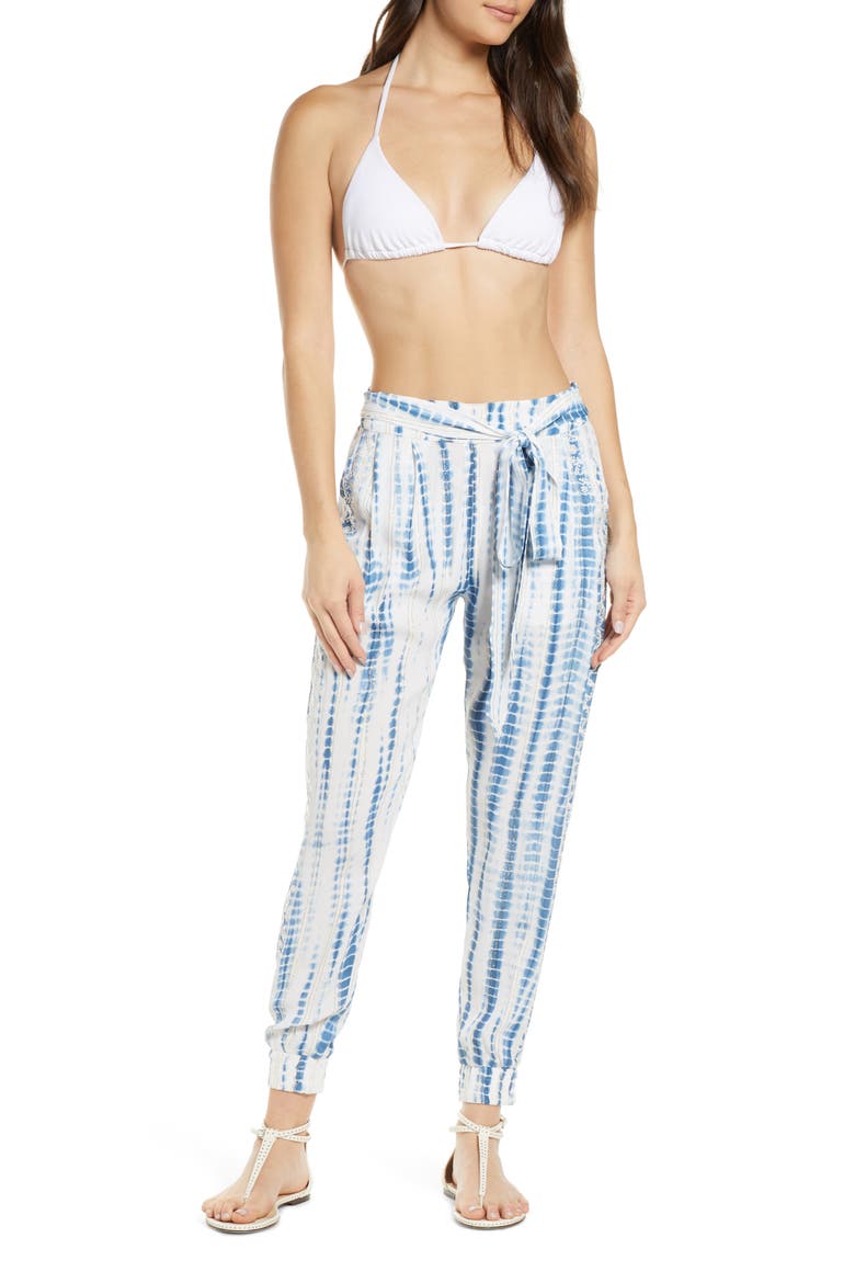 Moss Crepe Cover-Up Pants, Main, color, BLUE-WHITE