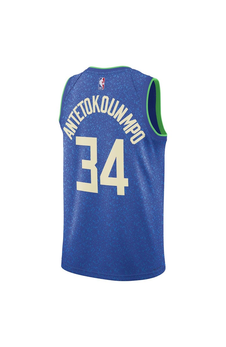 Nike Unisex Nike Giannis Antetokounmpo Blue Milwaukee Bucks 2023/24 Swingman Jersey - City Edition, Alternate, color, 