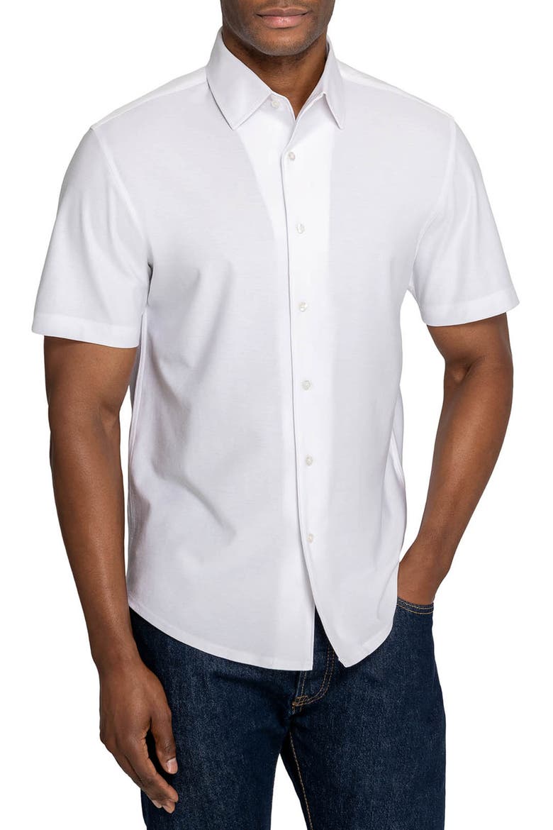 Solid Mapleton Luxe Cross Dyed Short Sleeve Shirt, Main, color, WHITE