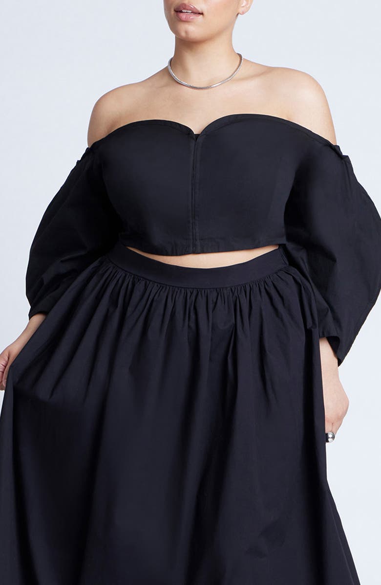 ELOQUII Smocked Off the Shoulder Crop Top, Main, color,