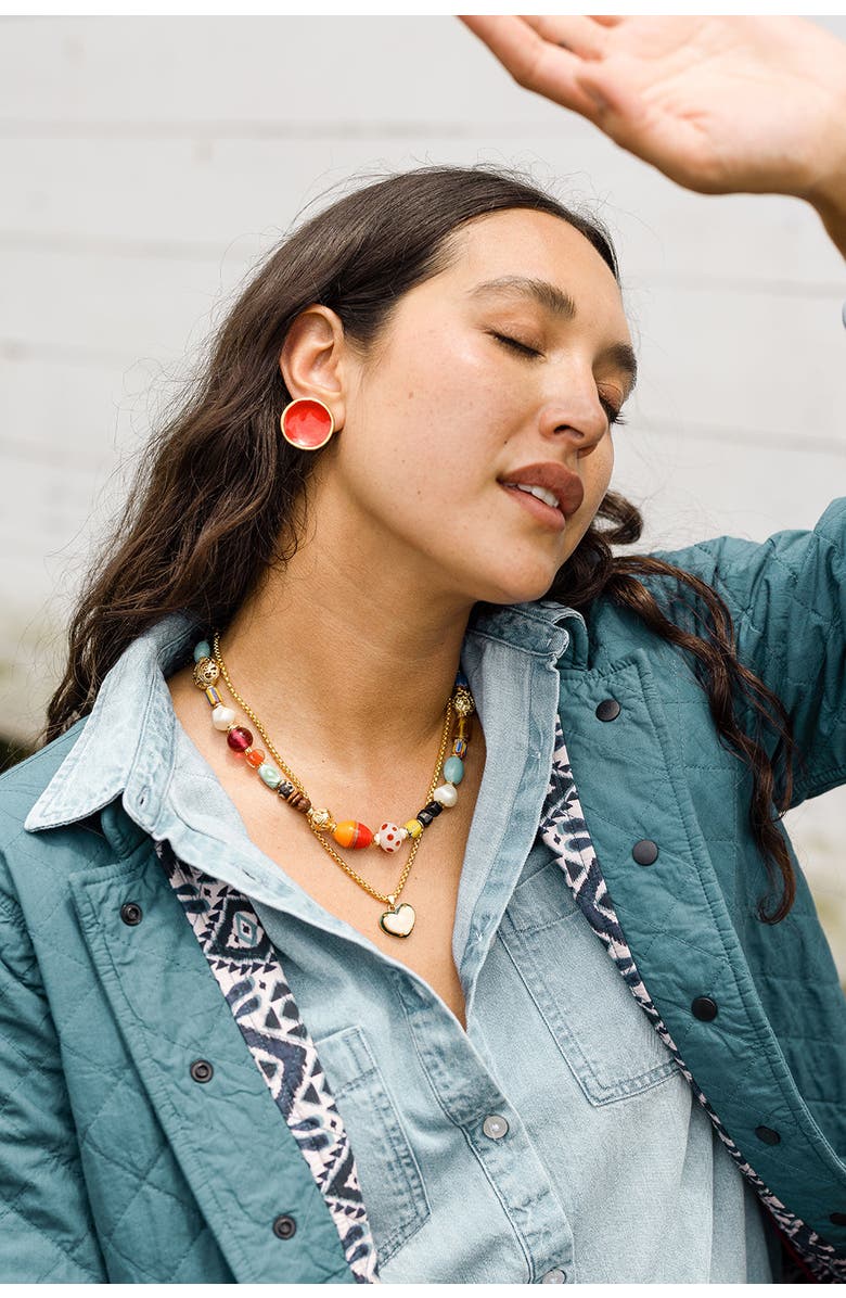 Noonday Collection Mini Halo Earrings, Paprika, Alternate, color, Red