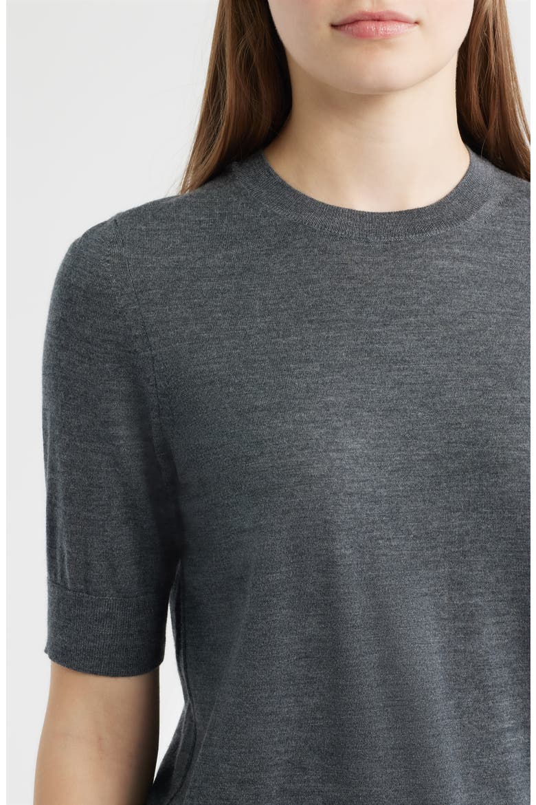 Farbella Short Sleeve Virgin Wool Sweater, Alternate, color, DK GY