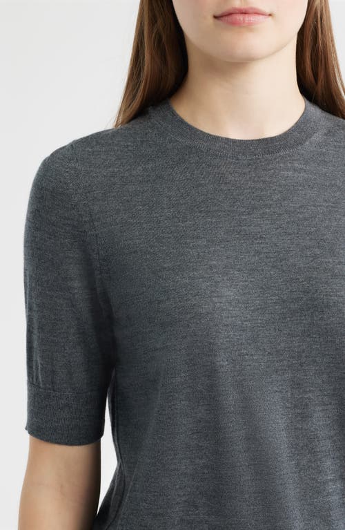 Hugo Boss Boss Farbella Short Sleeve Virgin Wool Sweater In Gray