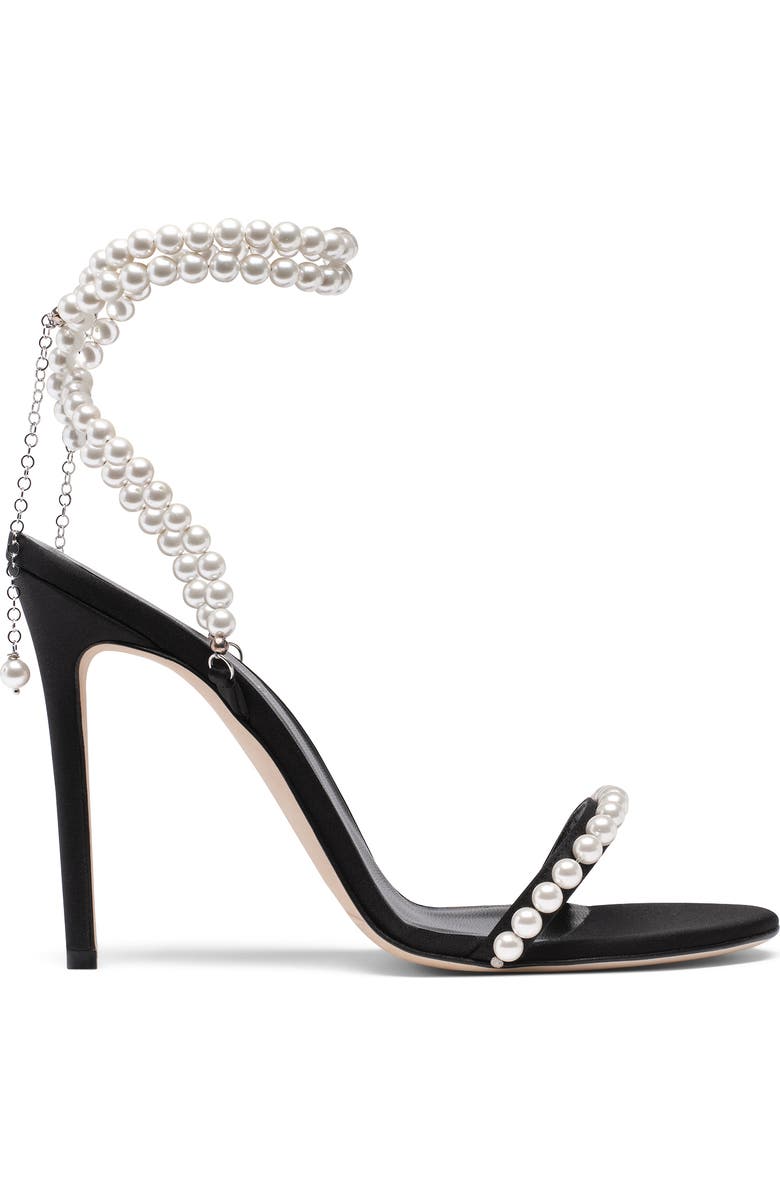 Zena Ziora Lady Antoinette 100 Pearl Stiletto Sandal, Main, color, Black