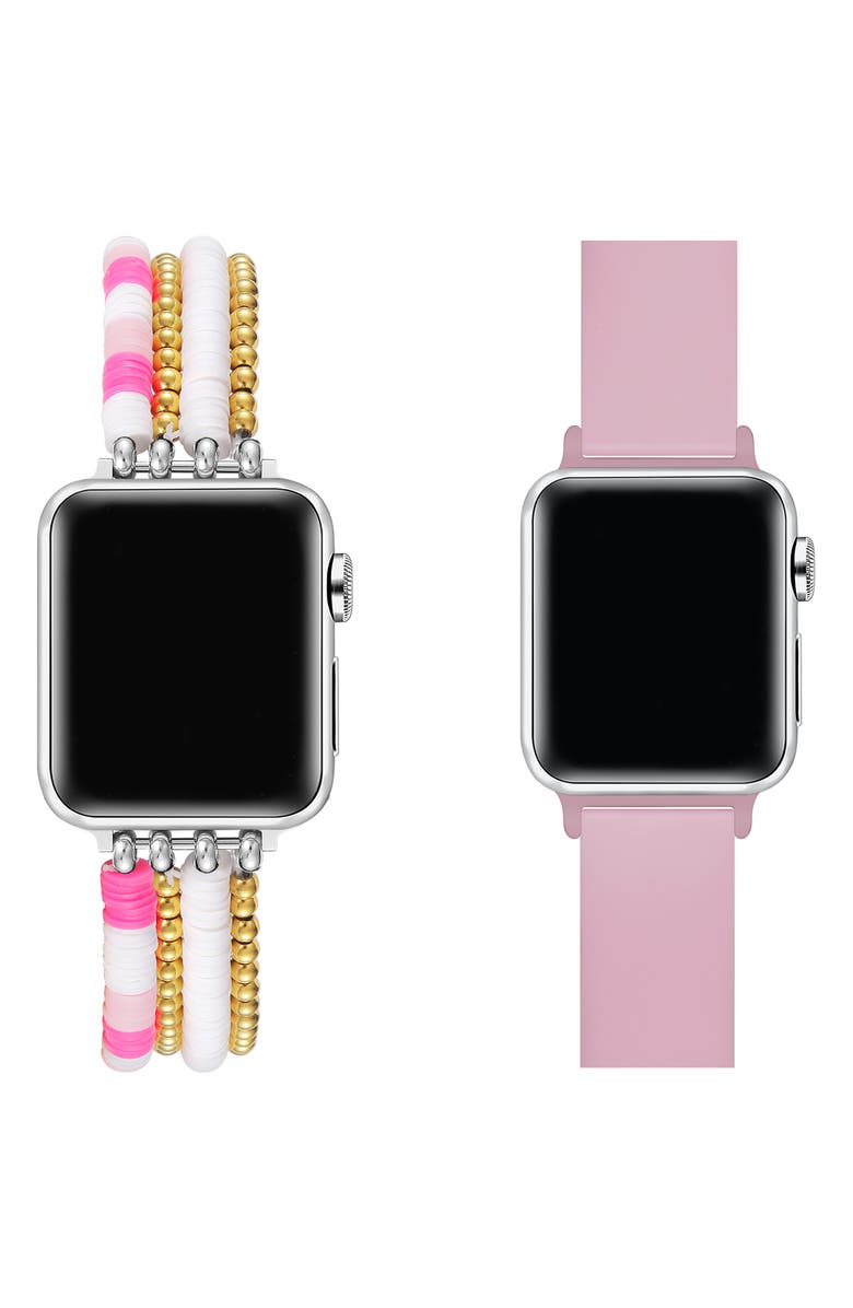 Posh Tech Bestie 2-Pack Beaded & Silicone Apple Watch<sup>®</sup> Watchbands, Alternate, color,