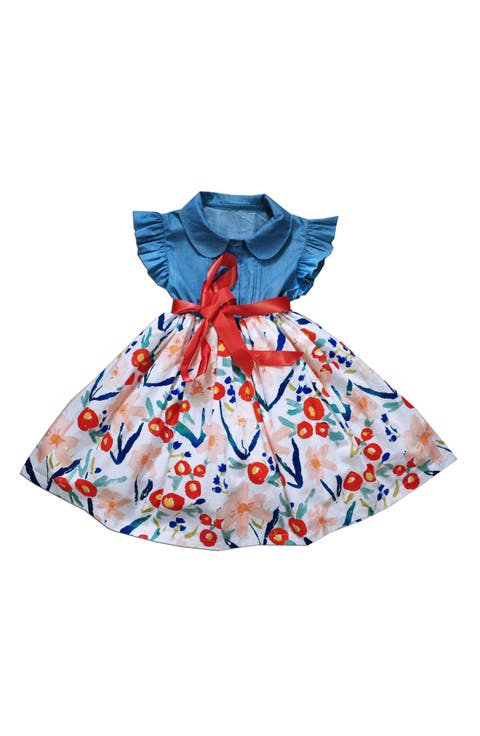 Kids' Flutter Sleeve Mix Print Dress (Little Kid & Big Kid)