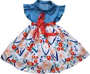 JOE-ELLA Kids' Flutter Sleeve Mix Print Dress