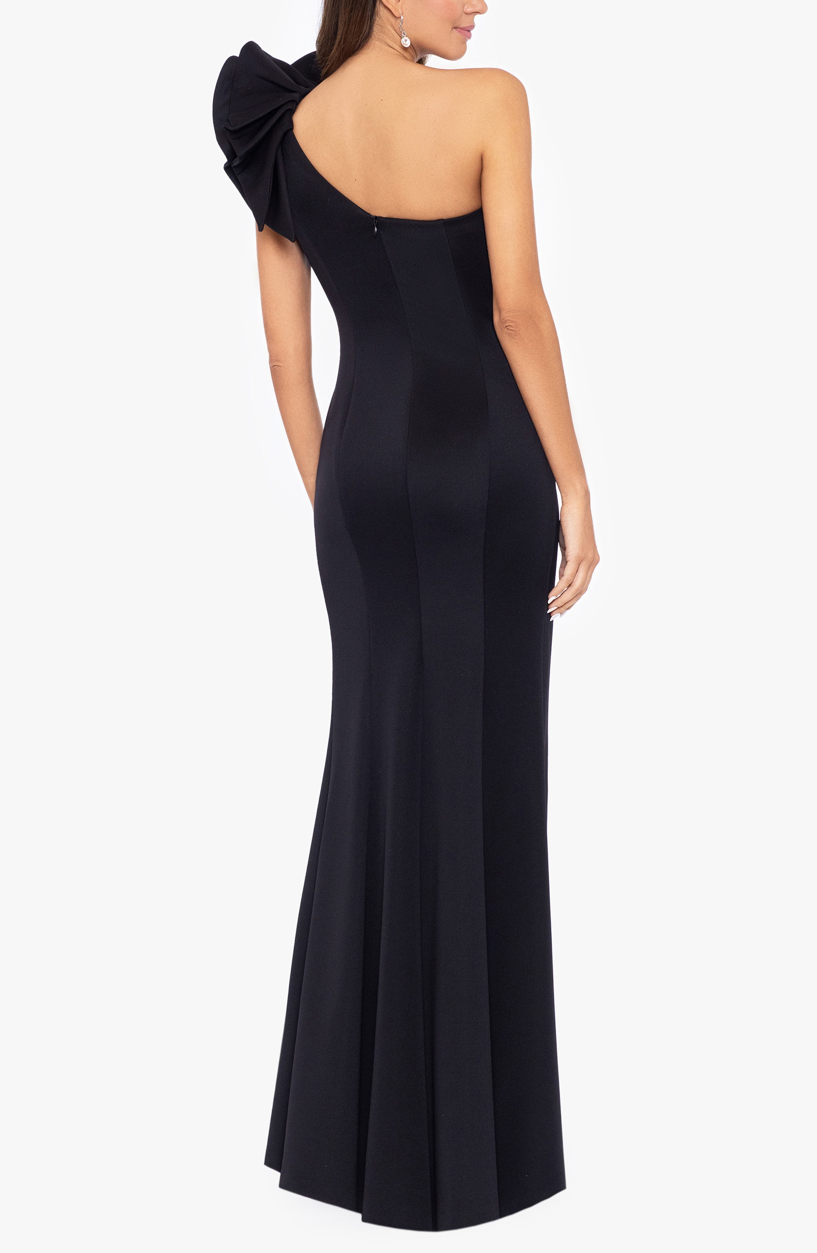 Ruffle One-Shoulder Scuba Knit Gown - image 2