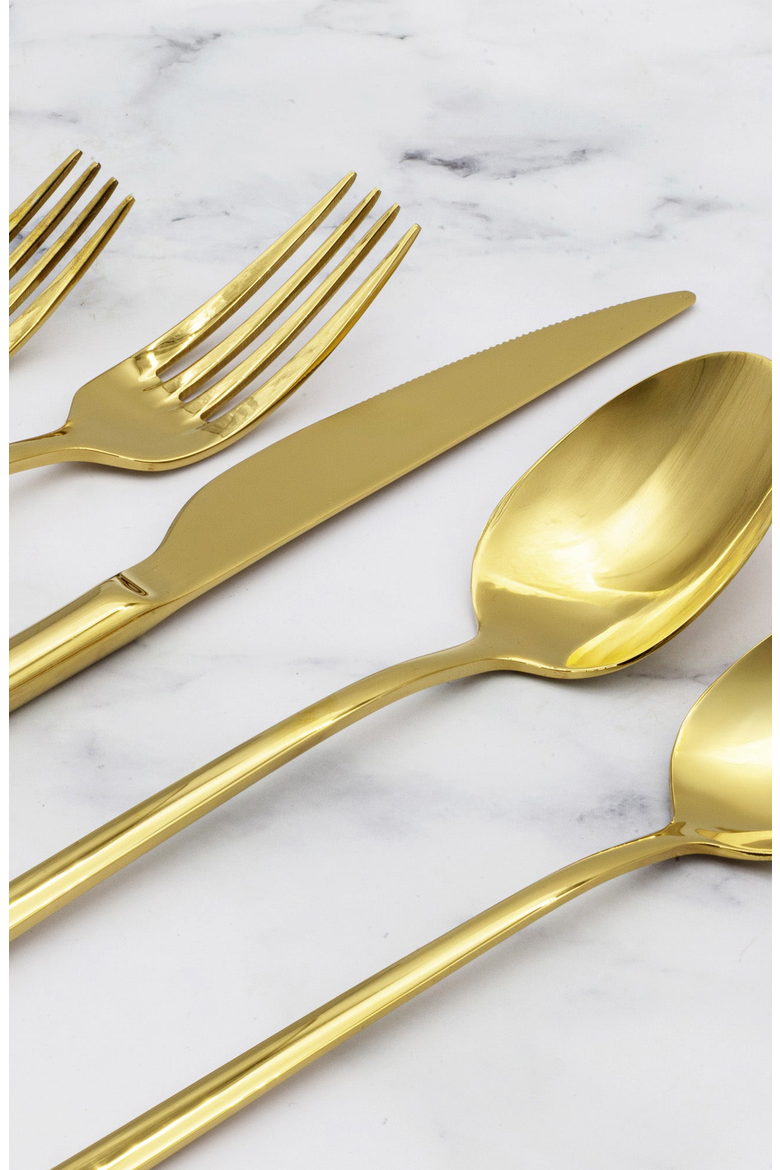 Emilia Mirror 20 Piece Flatware Set, Alternate, color, Gold