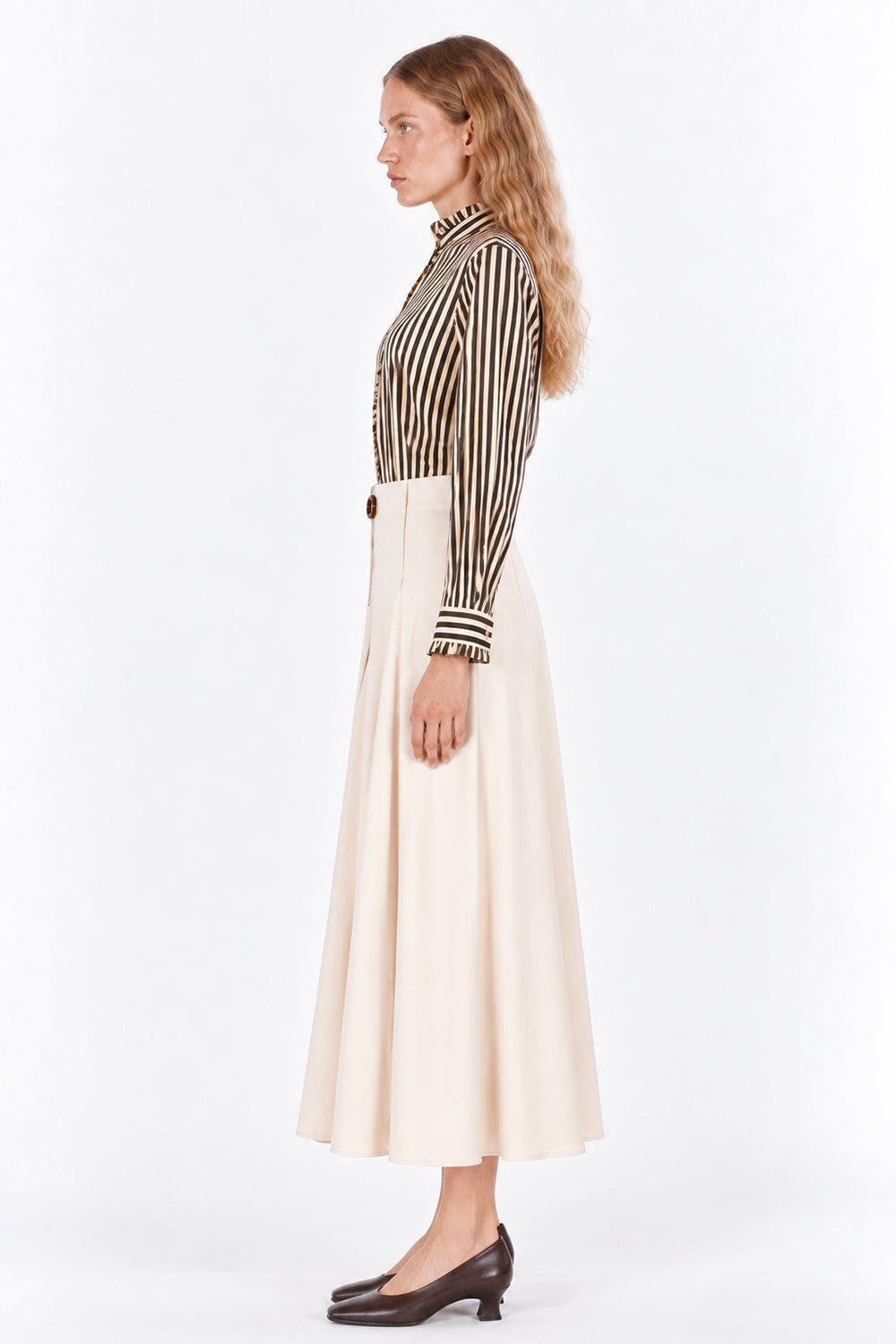 Exquise Ruffle Stand Collar Long Sleeve Shirt (Women) | Nordstrom